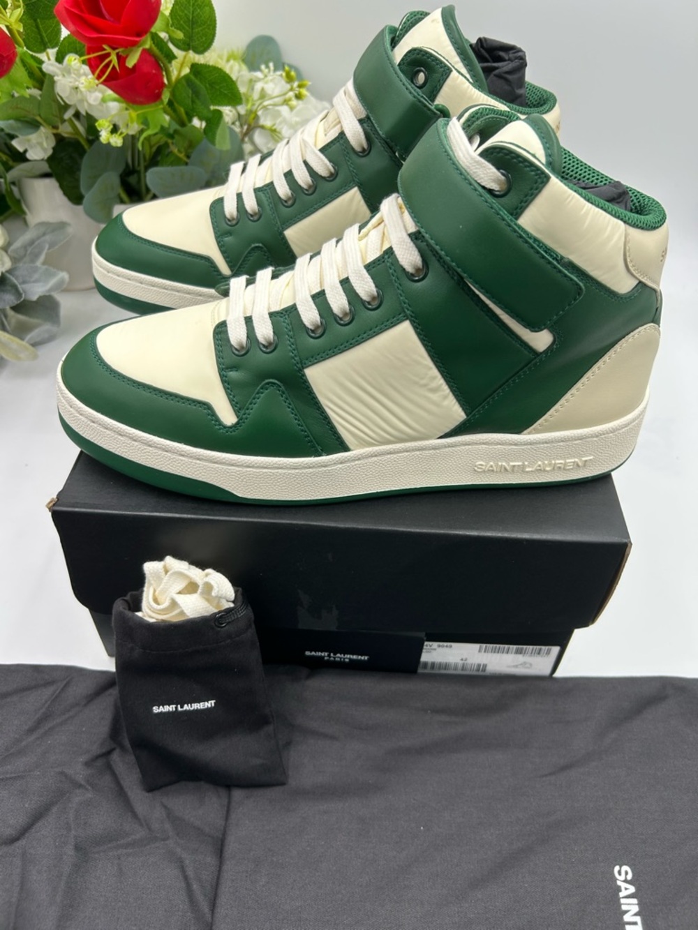 Men's Saint Laurent LAX high top leather sneakers size 42/9 US made in Italy - Picture 2 of 12